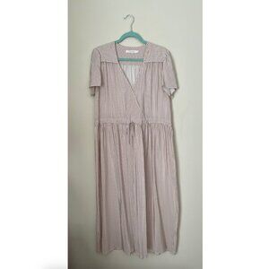 Christy Dawn Midi Dress in Cream and Pink Stripes